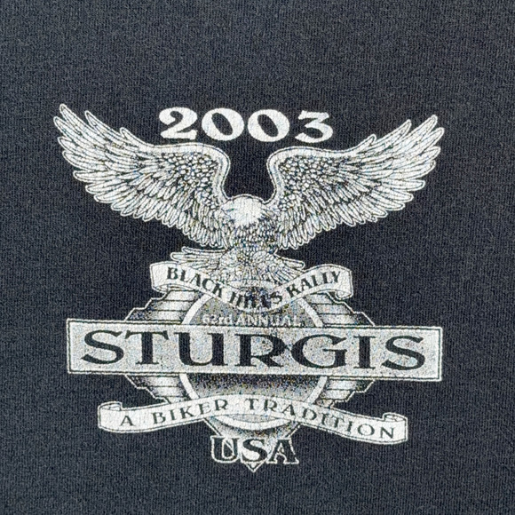 Vintage Sturgis Motorcycle Rally Shirt Adult LARGE Black Biker Black Hills 2003 - Picture 3 of 8